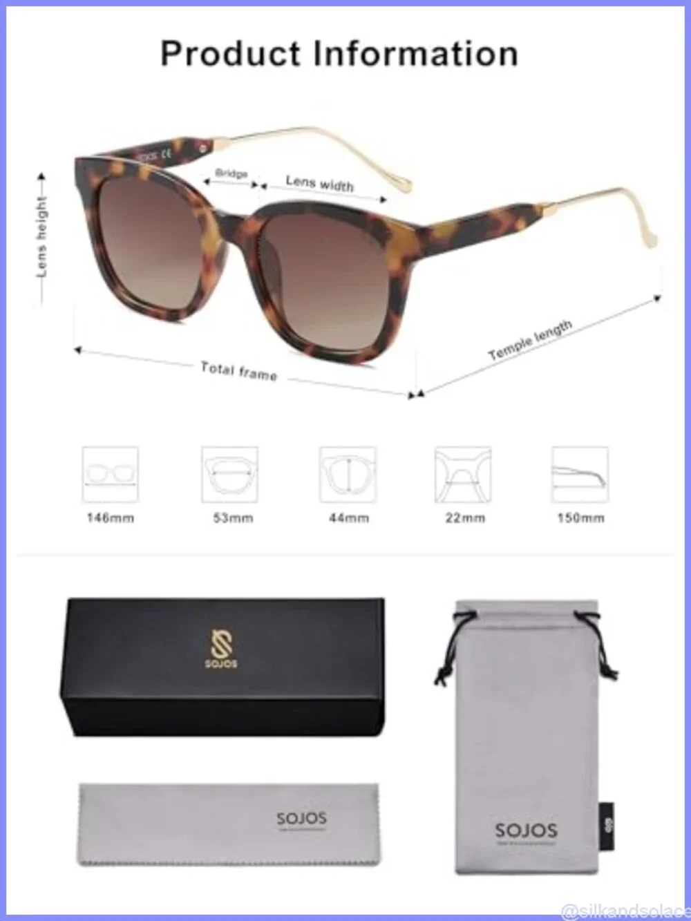 SOJOS Classic Square Polarized Sunglasses Retro Trendy UV400 Sunnies